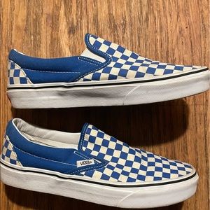 White/Blue Checkered Vans size 9.5